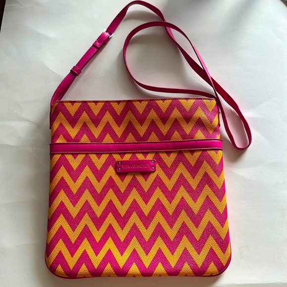 Vera Bradley Handbags - Vera Bradley Crossbody Purse Ziggy Zags Pink and Yellow Chevron Leather